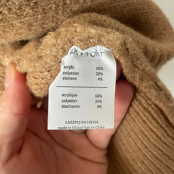 Oak + Fort Knit Oversized Open Front Cardigan Sweater Tan Size Small - Picture 6 of 6